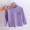 Camisa infantil de veludo com gola média e baixa, blusa infantil quente com aquecimento automático, camiseta justa e simples de manga comprida para bebês