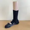 Calcetines Hechos a Mano de Color Morandi con Abertura de Botón Hasta la Mitad de la Pantorrilla Calcetines Caídos para Mujer Rayas Retorcidas Piernas Adelgazantes Calentadores de Piernas Versátiles
