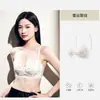 Lencería de encaje estilo francés para mujeres con poco busto, con efecto push-up, soporte suave, anti-caída, ajustable, estilo fino de verano, sujetador sexy sin costuras
