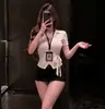 Lianjiao Lencería Erótica Secretaria de CEO Disfraz Sexy Azafata Pijama Camisa Uniforme Tentación Ropa de Trabajo