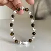 Novo Bracelete de Pedra Olho de Tigre Estilo Coreano para Mulheres, Contas Foscas em Formato de Coração, Único Suave Alta Qualidade Moda Versátil