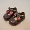 Zapatos de princesa para niños, nueva colección primavera/otoño 2026, lindos zapatos de piel para niñas, planos de punta baja, zapatos transpirables para bebé con suelas suaves