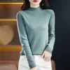 Top de punto de manga larga para otoño e invierno transfronterizo, nueva y elegante camiseta básica acanalada de ajuste ceñido para mujer, suéter de cuello alto