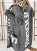 Suéteres para Mujer de Comercio Exterior Transfronterizo Europeo y Americano, Cárdigans de Punto de Longitud Media de Moda para Otoño e Invierno, Chaquetas de Punto con Capucha Personalizadas de Letras Holgadas