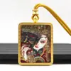 Tangka Pintado a Mano con Ropa Dorada de Cinabrio Patrón Zodiacal de Wuye Vida Pasada y Presente Collar Colgante Tangka Zakiram