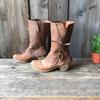 Botas de Cavaleiro de Cano Médio com Zíper Lateral de Tamanho Grande e Salto Grosso para Mulheres, Couro de Outono com Biqueira Redonda Retrô, Estação Independente