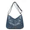 Bolsa Feminina Couro Macio Multicamadas Versátil Ombro Transversal 2026 Novo Estilo Bolsa de Mãe para Mulheres de Meia-Idade