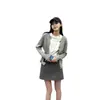 Cárdigan corto de punto trenzado estilo BM gris holgado para mujer, abrigo suéter de otoño e invierno