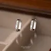 Pendientes Versátiles de Lujo Ligero de Plata de Ley S925 para Mujer, Pendientes de Aro Simples y de Gama Alta con Microincrustaciones, Pendientes de Clip de Moda, Pendientes para Estudiantes, Estilo de Celebridad de Internet