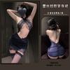 Lencería Sexy Man Yu para Mujer, Uniforme de Secretaria Ajustado de Encaje con Cuello Halter, Vestido Bodycon de Gasa Suave Pure Desire Bata de Noche 9538