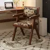 Banqueta de Maquiagem Imitando Madeira Vintage, Cadeira Simples Retrô Chandigarh, Cadeira para Penteadeira de Quarto de Meninas com Encosto