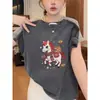 Camiseta Básica de Algodón Puro para Mujer, Cuello Redondo, Hombro Recto, Manga Corta, Estilo Americano, Nueva Moda de Verano, Versátil, Top de Tela Cepillada Gruesa