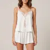 Estilo europeo y americano camisola sexy de satén y encaje de verano francés conjunto de pijama para mujer con camisola y shorts con abertura conjunto de dos piezas