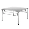 Mesa de comedor plegable de acero inoxidable engrosado, mesa comercial portátil para exteriores para puestos y viviendas de alquiler, mesa de comedor cuadrada