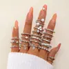 Conjunto de Anéis Femininos Cruzados Criativos Simples de Temperamento Anéis Empilháveis Ajustáveis Abertos com Pedras Strass Inlaid de Alta Qualidade