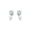 Brincos de tarraxa de tulipa em prata de lei S925 design exclusivo brincos simples de luxo leve para mulheres novos brincos de verão 2022