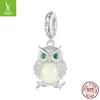 Pingente DIY Coruja Luminous Ziyun Original Prata Acessórios Exquisitos Pedra Luminosa Prata Esterlina S925 com Contas