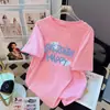 Camiseta de Algodão Puro Manga Curta Estilo Coreano de Verão para Mulheres, Ombro Caído, Gola Redonda, Simples, Casual, Fashion, Versátil, Top Emagrecedor para Mulheres