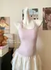 Top de tirantes liso de color para chica atractiva para mujer, con espalda descubierta, fruncido, ajustado, favorecedor, sin mangas, versátil para trajes