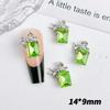 Diamante cuadrado de caramelo de roca de celebridad de Internet de gran venta Joyería para uñas Diamante de color mágico Aurora Aleación Lazo Diamante en ángulo recto Decoración de uñas