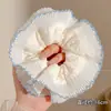 Lenço Quadrado com Renda nas Bordas Estilo Coreano para Prender o Cabelo de Mulheres, Novo Modelo 2026, Acessório de Cabelo Suave e Elegante que Não Danifica os Fios, Adequado para Rabos de Cavalo