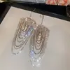 Aretes de aguja plateada con diamantes, diseño de flor ovalada de resina y gota de agua, estilo retro vintage, aretes versátiles