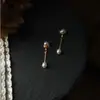 Aretes Colgantes de Perlas de Agua Dulce Naturales para Mujer Sin Perforación Oreja Clip de Oreja Nicho Gama Alta Para el Trabajo Grano de Mijo Pendiente Sencillo