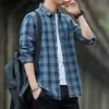 Camisa Xadrez 100% Algodão Masculina Casual Primavera Outono Novo Estilo Tendência Casual Versátil Jovem Simples Camisa Jaqueta Roupa Masculina