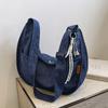 Bolso de mezclilla de gran capacidad para mujer, bolso bandolera estilo campus, estilo retro artístico, estilo dumplings, 2025