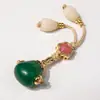 Ágata Verde y Ágata Roja del Sur Set Tradicional Dorado de Tres Piezas con Cabeza de Buda y Bodhi Vajra Cadena Larga de 108 Cuentas Accesorios