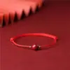Pulseira de Corda Vermelha com Contas Redondas de Cinábrio para Mulheres Benmingnian Corda de Mão da Paz Âncora Simples Design de Nicho Pulseira de Estudante