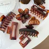Set de Pinzas para el Cabello de Color Carey de Alta Gama, Pinza de Tiburón Grande, Pasador Cuadrado, Pasador para la Parte Posterior de la Cabeza, Accesorio para el Cabello para Mujeres