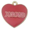 Accesorios para Joyería DIY Corazón Rojo y Rosa Día de San Valentín Rosa Esmalte Aleación Colgante Pulsera Encanto Pendientes Llavero