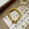 Pulseira Dourada do Deus da Riqueza para Mulheres Nova Retrô Luxo Leve High-End Tendência Nacional Pulseira da Paz e da Alegria para Namorada