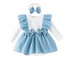 Amazon vestido de peto de pana de manga larga para bebé europeo y americano de primavera y otoño, mameluco falso de dos piezas