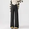 Pantalones de Pierna Ancha Postparto para Mujeres Embarazadas con Cintura Cruzada y Cordón Lateral