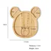 Plato dividido de bambú con forma de oso para bebés y niños pequeños, plato creativo de dibujos animados, plato pequeño para snacks de frutas en fiestas, plato para snacks