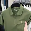 Camisa Polo de Algodão Puro com Logo de Pônei Camiseta Masculina de Manga Curta Verão Gola Bordada Casual Solta Camiseta Top Paul