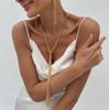 Collar Europeo y Americano Transfronterizo Simple de Negocios con Borla de Nudo Largo, Moda Multicapa con Sentido del Diseño en Forma de Y, Collar de Cadena para Mujer