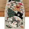 Amazon Decoración de Fiesta Camino de Mesa Diseño de Muñeco de Nieve Árbol de Navidad Mantel Impreso para Mesa de Cocina Hogar Mantel Transfronterizo