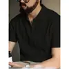 Camisa Polo, camisa masculina de malha de manga curta, camiseta de seda gelada listrada com meio zíper estilo old money, atacado de fábrica transfronteiriço de verão
