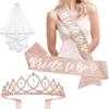 Nova Moda Noiva a Caminho Coroa de Noiva Faixa de Cabeça Alça de Ombro Distintivo Conjunto de 4 Peças Suprimentos para Festa de Despedida de Solteira