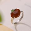 Anillo elegante de plata de ley S925 con diseño de ágata roja del sur y personalidad de One Deer, estilo étnico, retro, abierto y combinable.