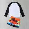 Roupa de Banho Infantil Meninos Roupa de Banho Dividida 2025 Nova Manga Longa Shorts Árvore de Coco Secagem Rápida Proteção Solar Roupa de Banho para Meninos
