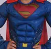 Liga de la Justicia Superman Disfraz de Halloween de 2 piezas Superman Regreso Traje de Músculos Juego para Niños