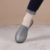 Zapatos de Mujer Capa Superior Piel de Vaca Nuevos Zapatos Hechos a Mano Cómodos Cuero Genuino Zapatos para Madres Suela Suave Boca Profunda Zapatos de una Sola Pieza Planos Cuatro Estaciones Zapatos de una Sola Pieza