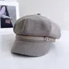 Gorra de boina de lana de temperamento retro para mujer, gorra plana versátil de temperamento literario de invierno, protección contra el frío, calidez, gorra octogonal, moderna