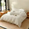 2026 Nuevo Modelo Jacquard 100% Algodón Hotel Blanco Puro Sin Teñir Juego de Cuatro Piezas Sábana para Cama de Estudiante Juego de Tres Piezas a Cuadros - Estilo Dos