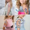 Tatuaje de Unicornio con Purpurina Nueva Serie Morada de Dibujos Animados Lindo y Soñador Pequeño Pony Tatuaje Temporal Desechable