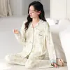 Pijamas de Venta Caliente para Mujer 2026 Nuevo Otoño Primavera Algodón Puro Casual Manga Larga Talla Grande Estampado Ropa de Casa Se Puede Usar al Aire Libre